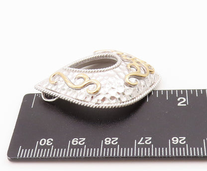 925 Sterling Silver Vintage Pendant Designer Swirly Carved Drop Shape  PT24330