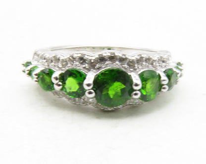 925 Sterling Silver  Peridot & Topaz Graduated Shiny Band Ring Sz 6  RG12229