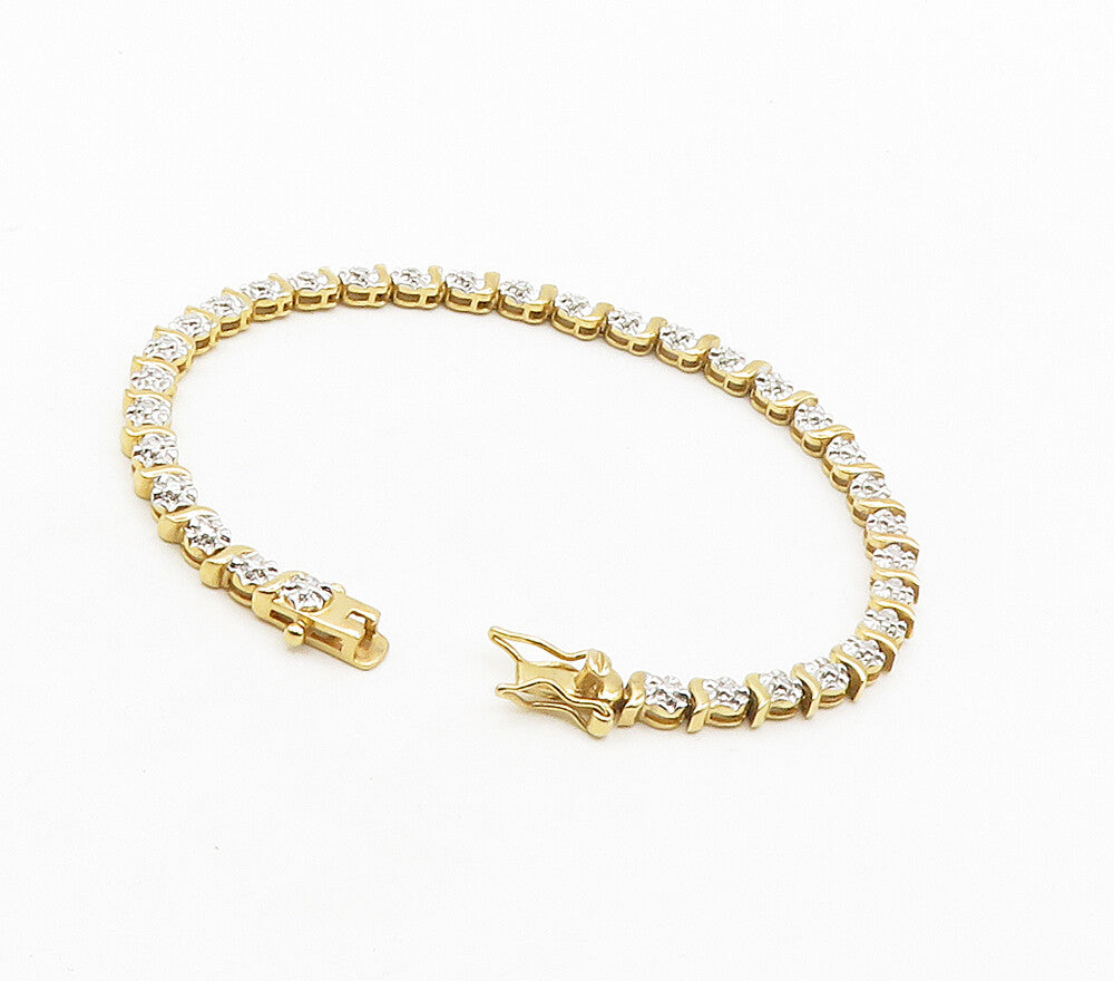 ROSS SIMON 925 Silver  Genuine Diamonds Gold Plated Chain Bracelet  BT6437