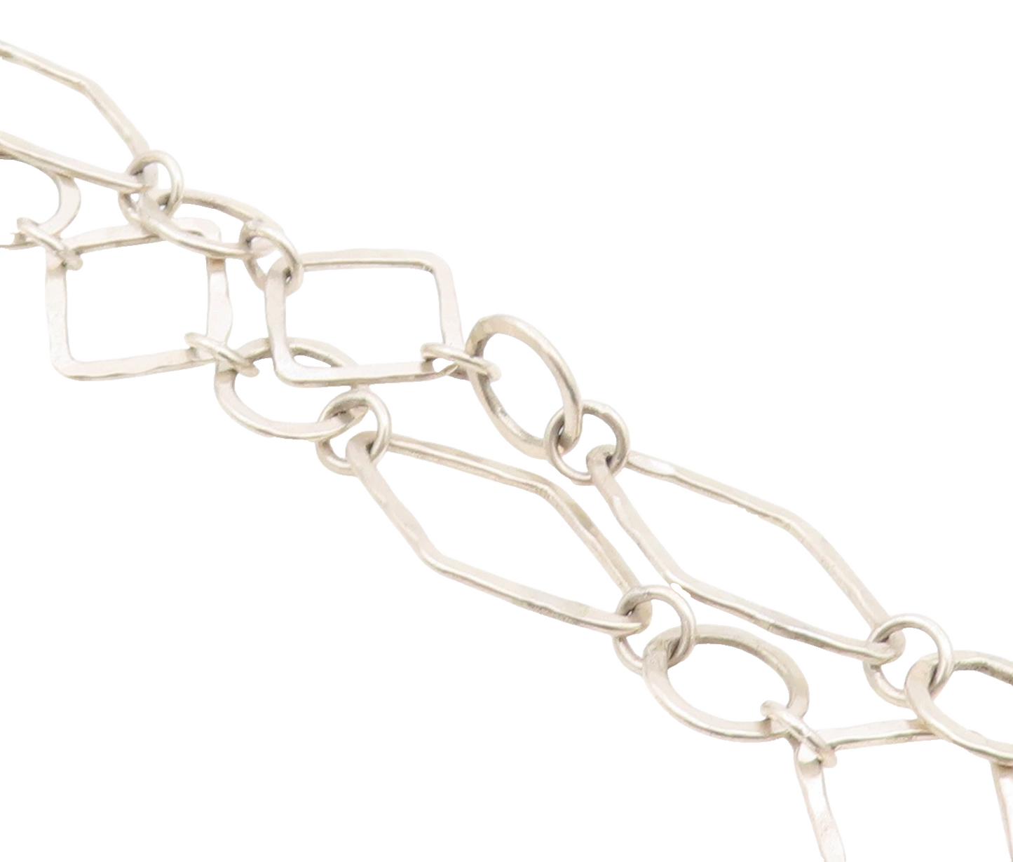 DESIGNER 925 Silver Vintage Shiny Hammered Multi Shape Chain Bracelet BT8819