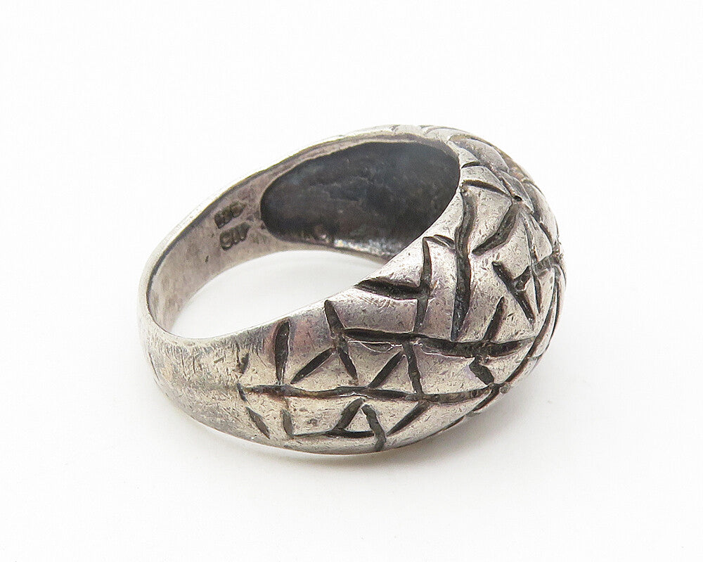 925 Sterling Silver  Vintage Oxidized Etched Design Band Ring Sz 7  RG10915