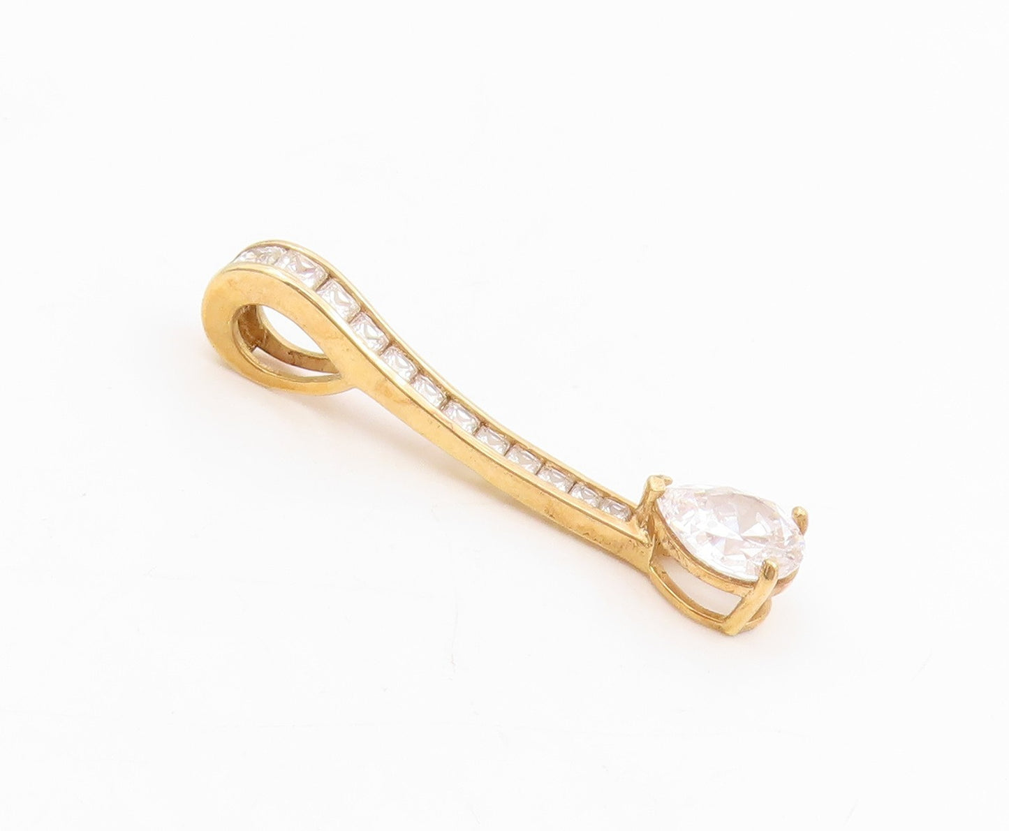925 Sterling Silver Vintage Pendant Gold Plated CZ Classic Drop Charm  PT25502