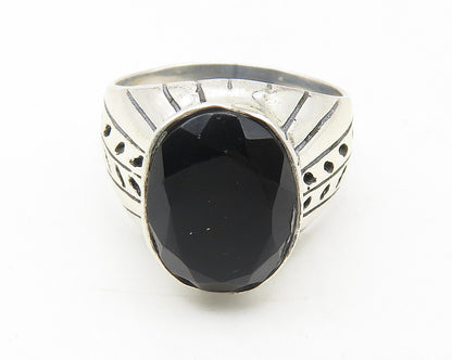 925 Sterling Silver   Black Hematite Floral Vine Cocktail Ring Sz 6  RG11662