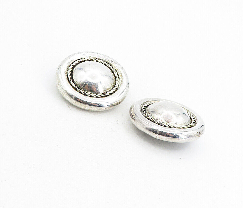 925 Sterling Silver   Vintage Round Twist Non Pierce Drop Earrings  EG4366