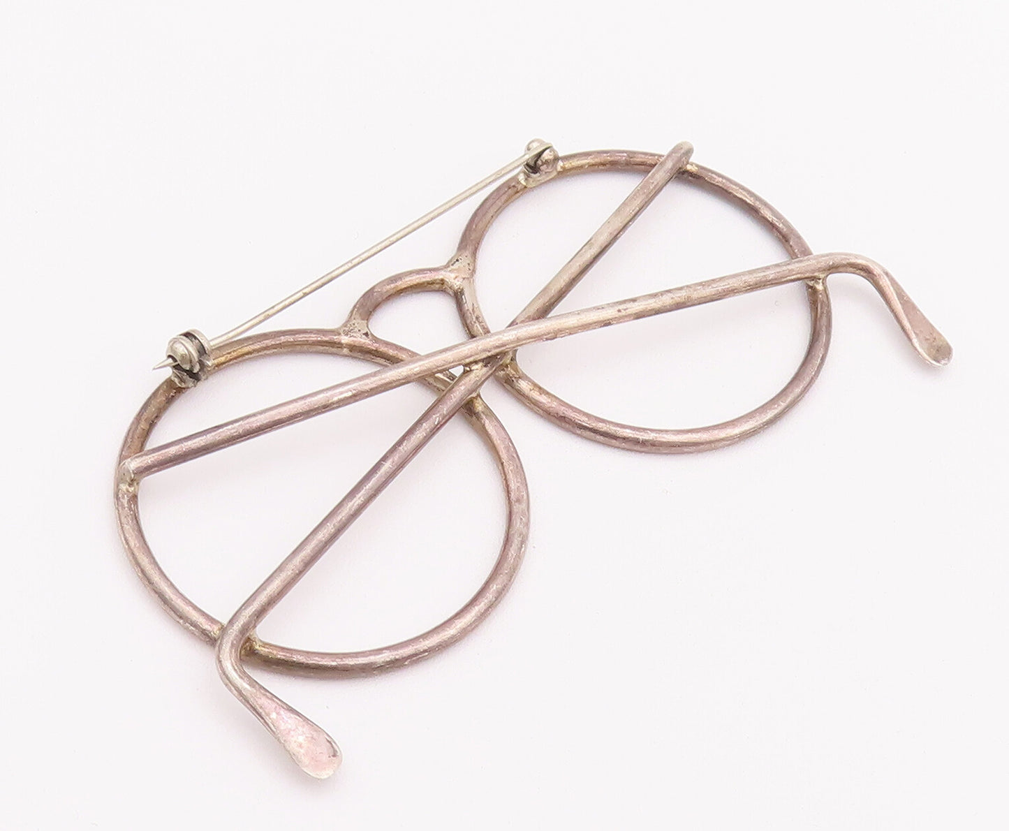925 Sterling Silver Vintage Brooch Pin Solid Cutout Spectacles Frame  BP10768
