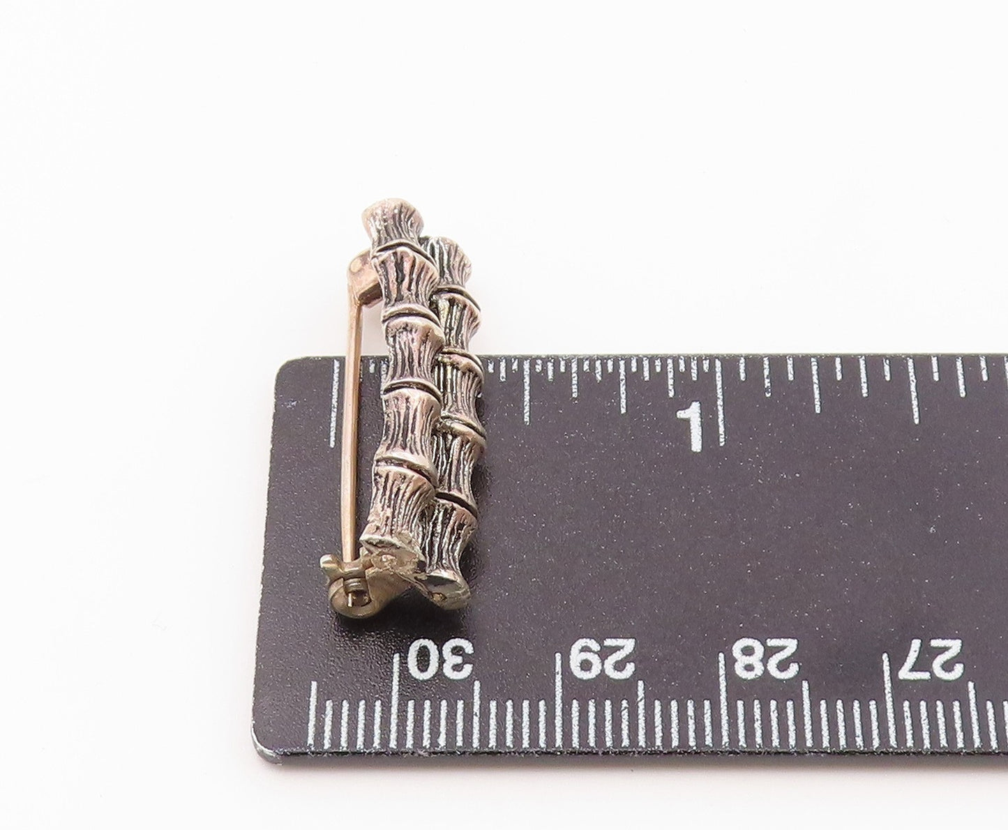 DESIGNER 925 Sterling Silver  Vintage Petite Double Bamboo Brooch Pin  BP9076