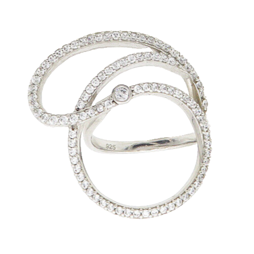 925 Sterling Silver  Sparkling Cubic Zirconia Swirl Band Ring Sz 8.5  RG17091