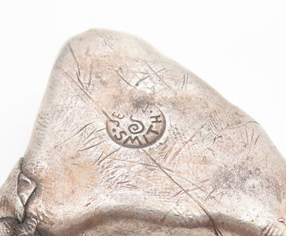 925 Sterling Silver Vintage Pendant Two Tone Textured Geometric Charm  PT26274