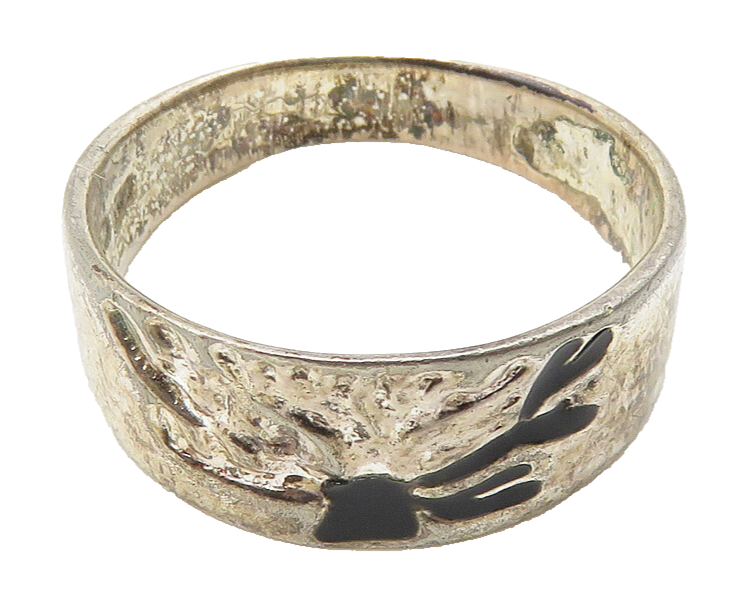 925 Sterling Silver  Vintage Dark Tone Enamel Detail Band Ring Sz 8  RG10304
