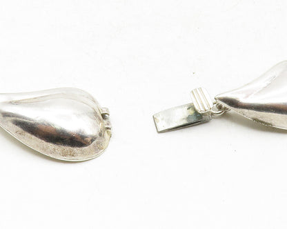 MEXICO 925 Sterling Silver  Vintage Shiny Floral Leaf Chain Necklace  NE2216