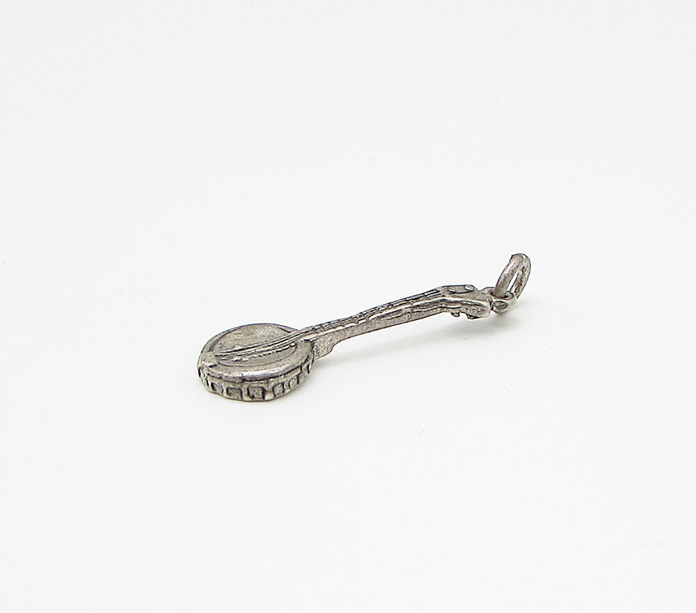 925 Sterling Silver  Vintage Banjo Charm Pendant  PT2181