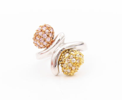 925 Sterling Silver Vintage Ring 2 Tone Gold Plated Designer CZ   Sz 6  RG33363