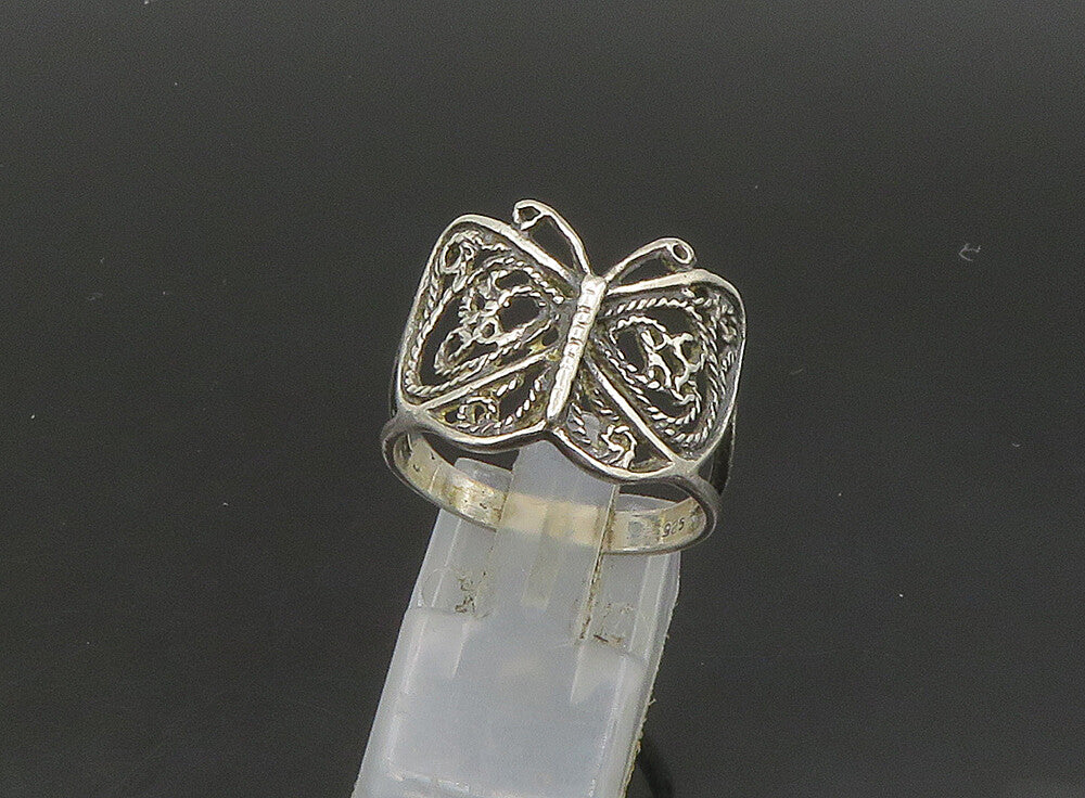 925 Sterling Silver  Vintage Swirl Twist Butterfly Band Ring Sz 9  RG23605