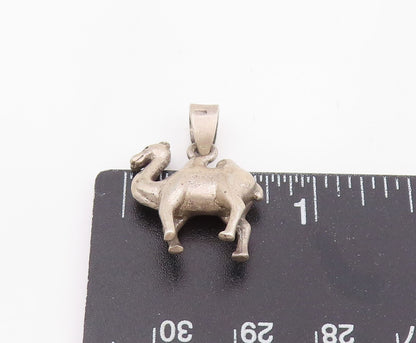 925 Sterling Silver Vintage Pendant Solid Camel With Double Hump Charm  PT25507
