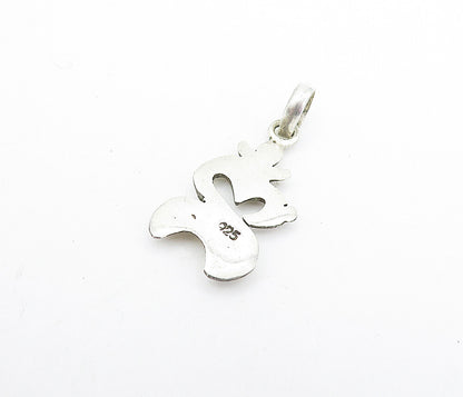 925 Sterling Silver  Shiny Petite Om Heart Spiritual Symbol Pendant  PT5846