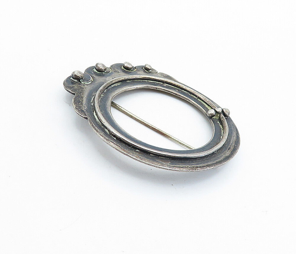925 Sterling Silver  Vintage Antique Handmade Oxidized Brooch Pin  BP2466