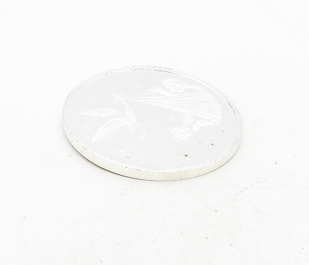 925 Sterling Silver  Vintage Shiny Welcome Baby Footprints Medallion  TR1496