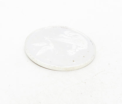 925 Sterling Silver  Vintage Shiny Welcome Baby Footprints Medallion  TR1496