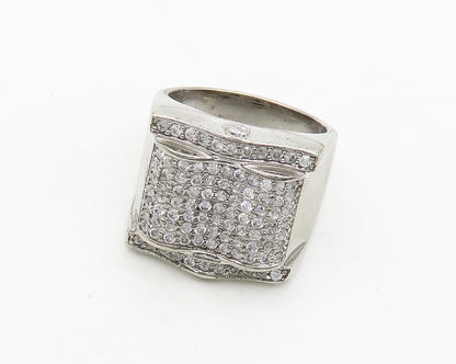 925 Sterling Silver  Vintage Cubic Zirconia Encrusted Band Ring Sz 10  RG19698