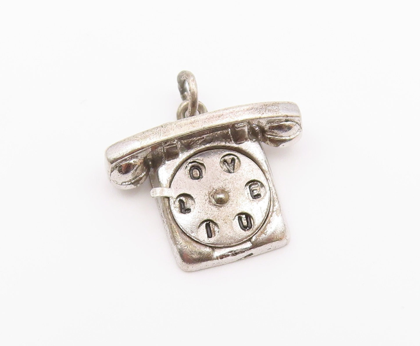 925 Sterling Silver  Vintage Petite Old Fashioned Telephone Pendant  PT16414