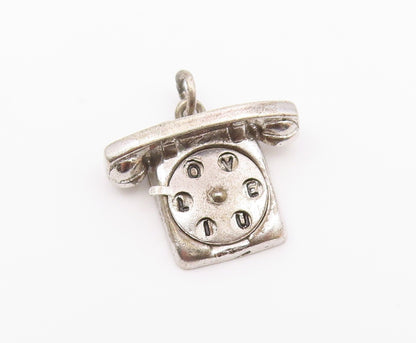 925 Sterling Silver  Vintage Petite Old Fashioned Telephone Pendant  PT16414