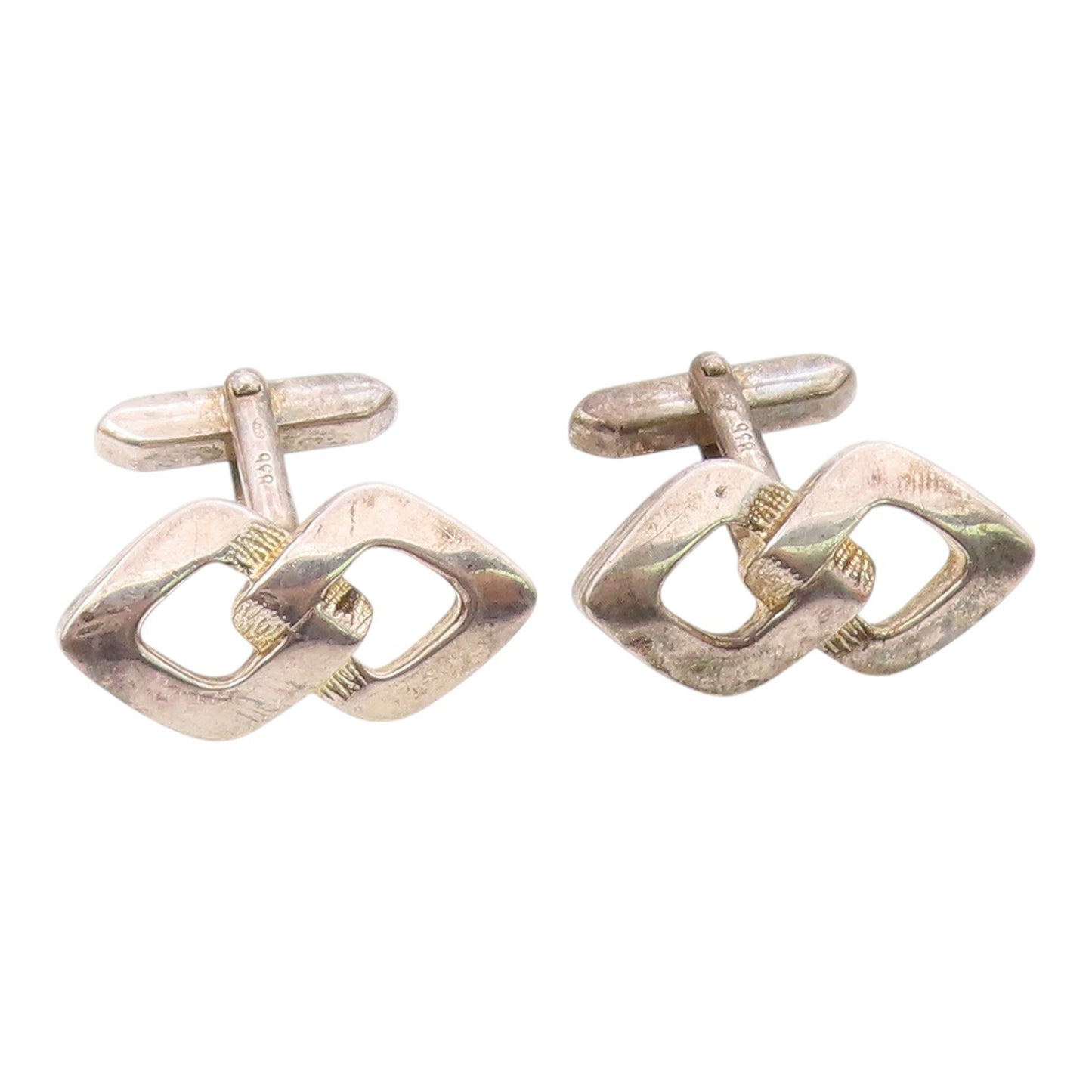 925 Sterling Silver  Vintage Shiny Open Infinity Loop Cuff Links  TR1641