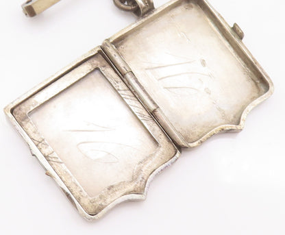 925 Sterling Silver Vintage Brooch Pin Antique Photo Locket (OPENS)  BP10727