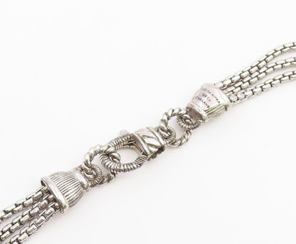 925 Sterling Silver Vintage Necklace JUDITH RIPKA CZ Triple Strand Chain  NE4907