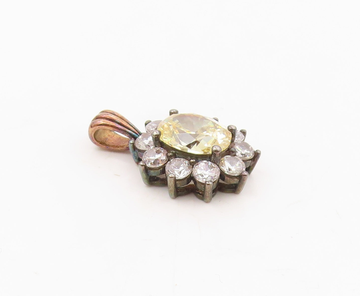 STAUER 925 Silver  Vintage Yellow & White Cubic Zirconia Drop Pendant  PT21251