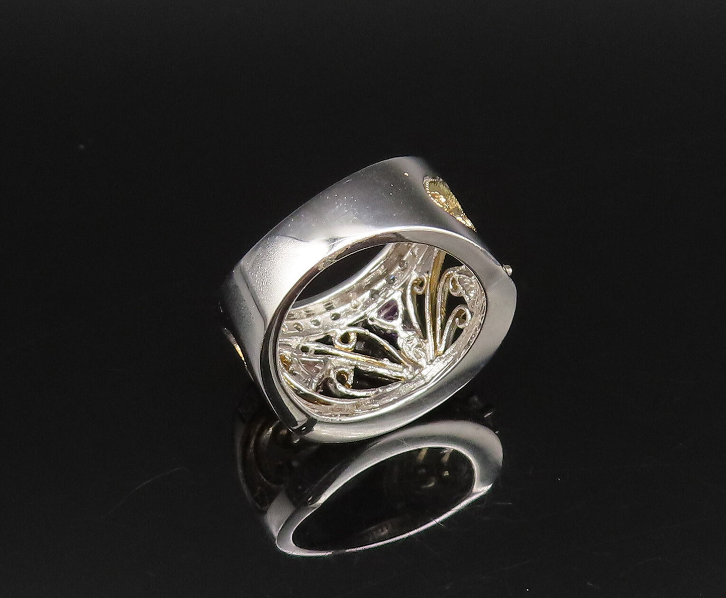 925 Silver  Vintage Dainty Two Tone Amethyst Spinel & Topaz Ring Sz 7  RG25843