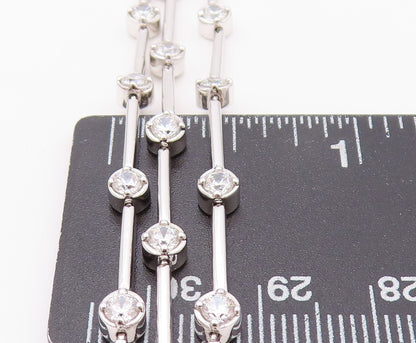 925 Sterling Silver Vintage Bracelet Round CZ & Stick Three Bands  BT11149