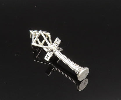 925 Sterling Silver  Vintage Sculpted Old Fashion Street Pole Pendant  PT20929