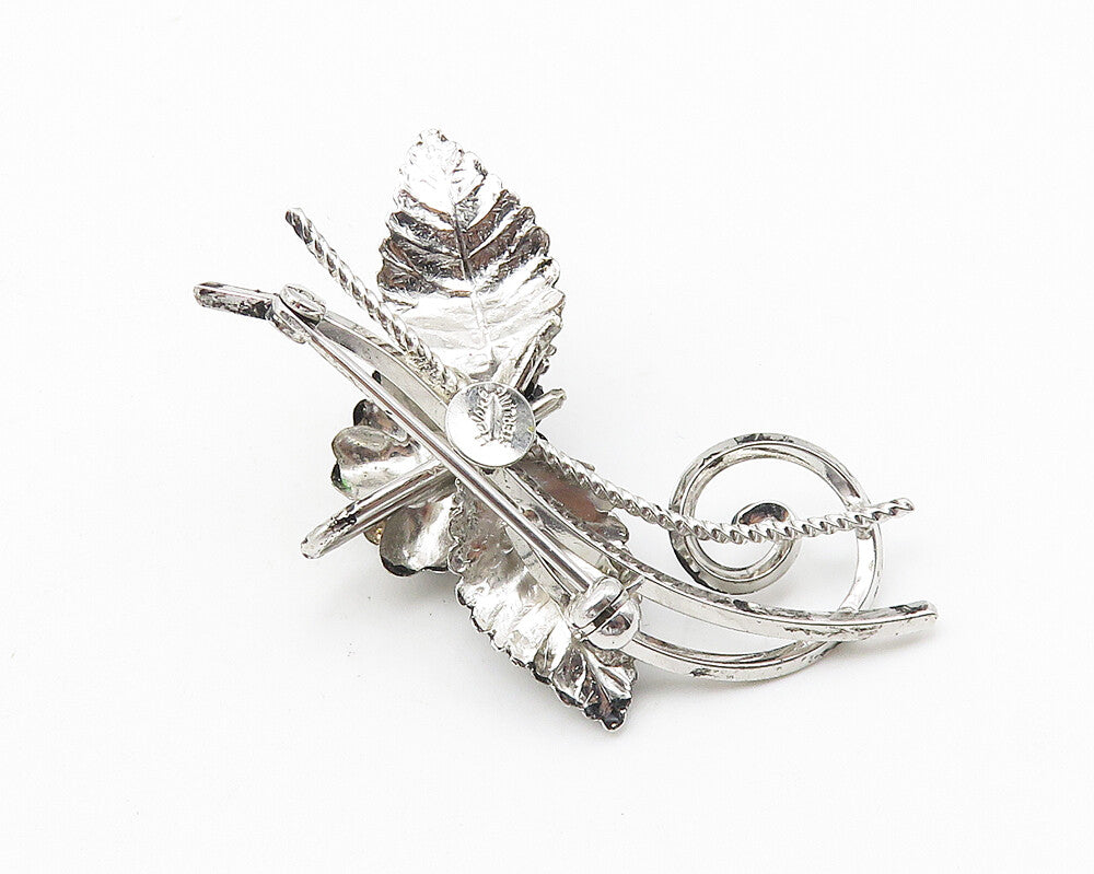 HELEN'S 925 Sterling Silver  Vintage Sculpted Flower Swirl Brooch Pin  BP4300