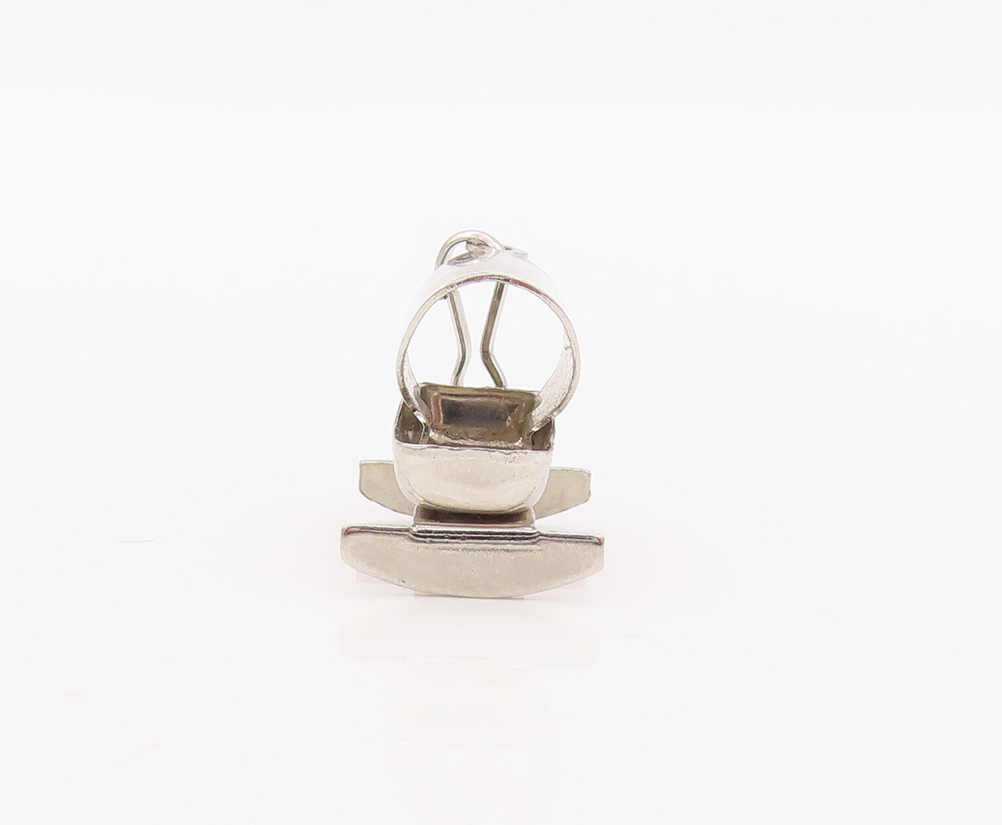 925 Sterling Silver Vintage Pendant Minimalist 3D Carved Crib Charm  PT23171