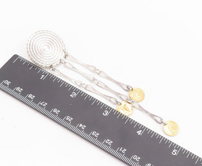 925 Sterling Silver Vintage Earrings MEXICO Solid Dart Board & Dangles EG12869