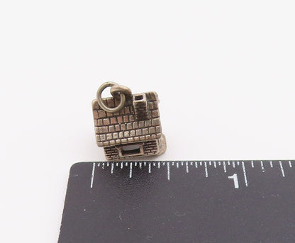 925 Sterling Silver  Vintage Petite Dark Tone Cottage House Pendant  PT17909