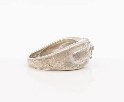 925 Sterling Silver Vintage Ring JOIELLE Solid Carved Topaz Flower Sz 6  RG27881