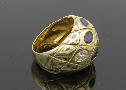 925 Silver  Vintage Cubic Zirconia & Blue Topaz Dome Band Ring Sz 8  RG20922