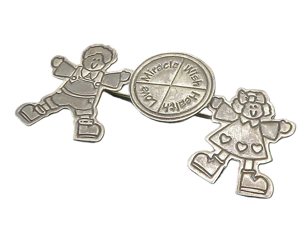 MEXICO 925 Sterling Silver Vintage Inspirational Children Brooch Pin BP5400