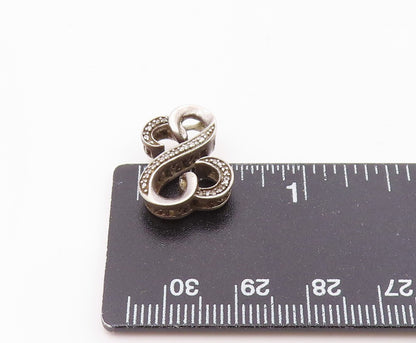 925 Sterling Silver  Vintage Genuine Diamonds Infinity Heart Pendant  PT17761