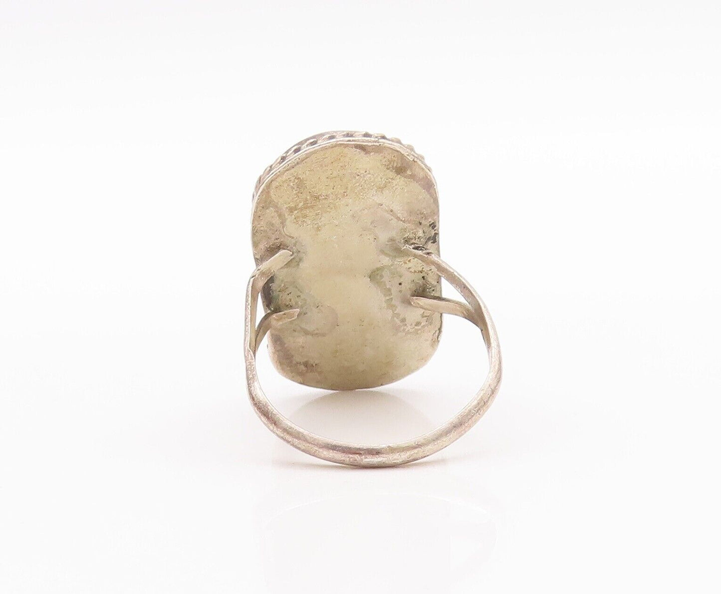 925 Sterling Silver Vintage Ring Southwestern Mother Of Pearls Sz 7.5 RG28620