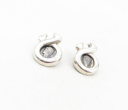925 Sterling Silver  Vintage Oxidized Face Profile Shiny Drop Earrings  EG4712