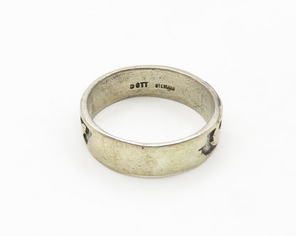 TED OTT NAVAJO 925 Silver  Vintage Bear Pattern Band Ring Sz 10.5  RG18238