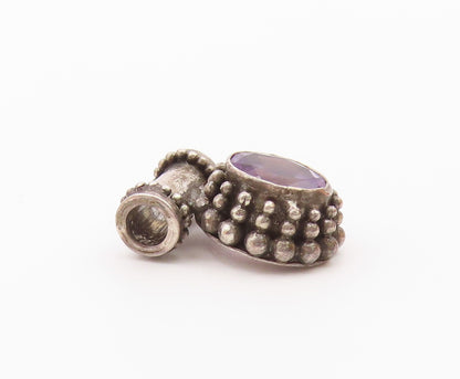 925 Sterling Silver  Vintage Amethyst Bubble Trim Slide Pendant  PT16430