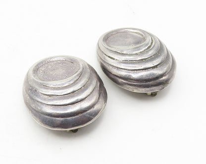 MEXICO 925 Sterling Silver  Vintage Dark Tone Oval Non Pierce Earrings  EG6307
