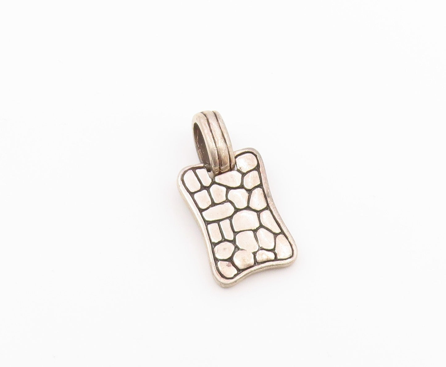 925 Sterling Silver  Vintage Shiny Cobble Stone Pattern Pendant  PT19806
