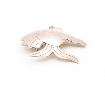 925 Sterling Silver Vintage Brooch MEXICO Etched Tropical Fish Design  BP11854