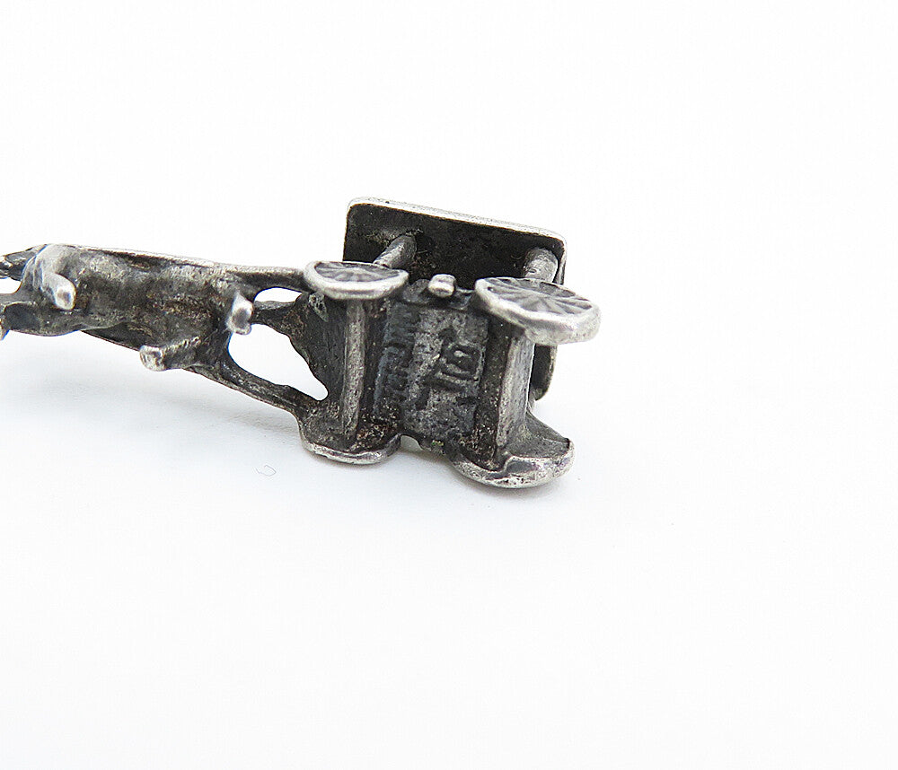 POST BELL TRADING 925 Silver  Vintage Horse & Carriage Motif Pendant  PT4190