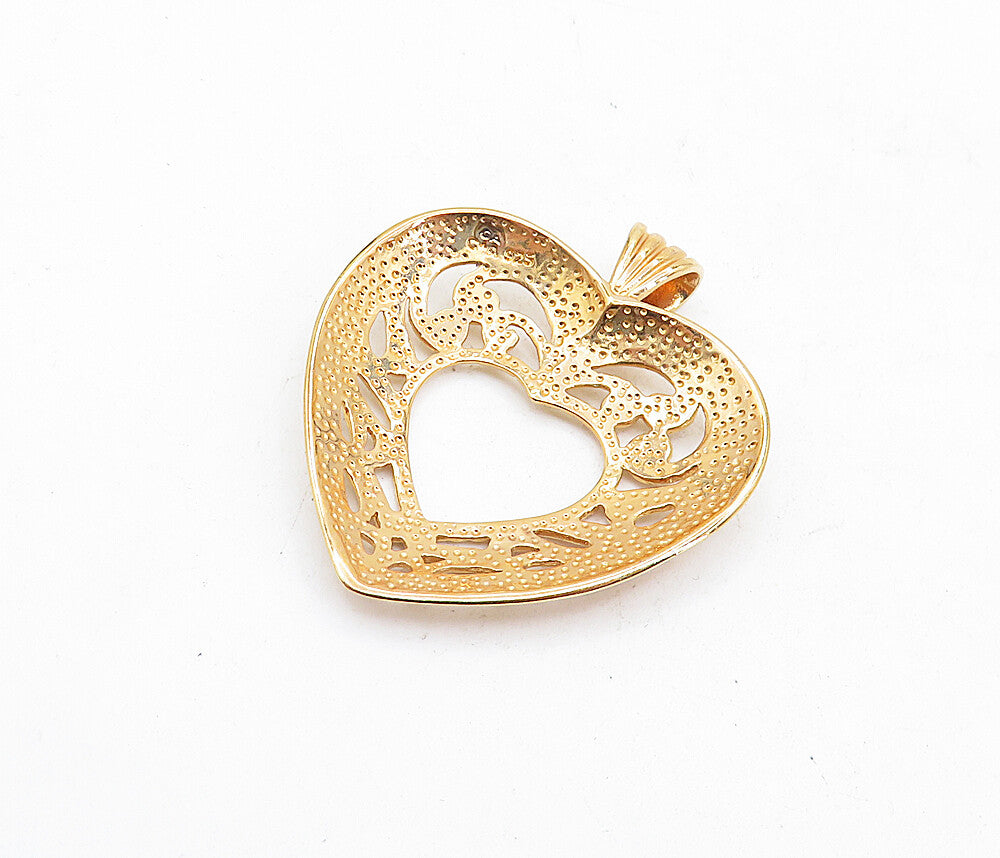 DAVID SIGAL 925 Silver  Rose Gold Plated Open Swirl Love Heart Pendant  PT4024