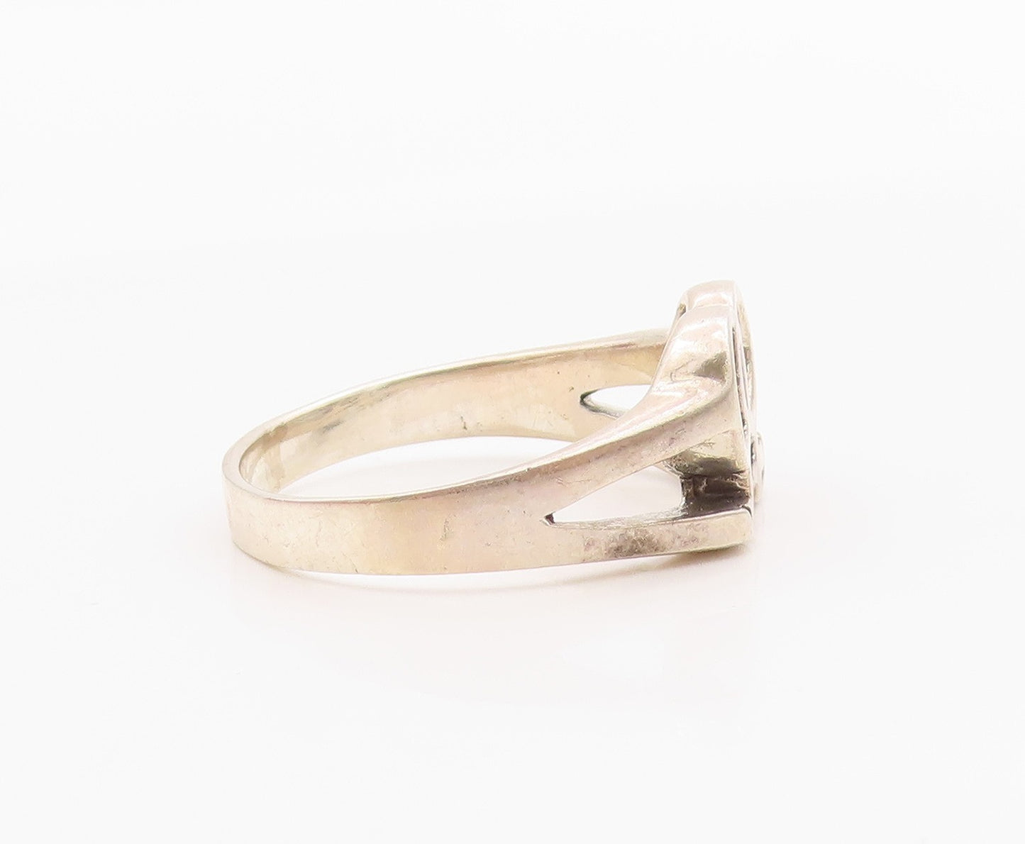 925 Sterling Silver Vintage Ring Interlocking Gender Symbol Band Sz 12.5 RG36309